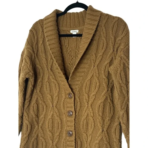 L.L.Bean Cardigan Sweater‎ Women Small Cableknit Cozy Fisherman Outdoor Preppy - Picture 8 of 8